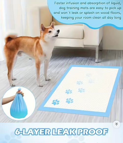 100Pcs Super Absorbent Disposable Pet Urine Pads for Large Breeds Potty Training, Travel - Ideal for Dogs, Puppies, Cats